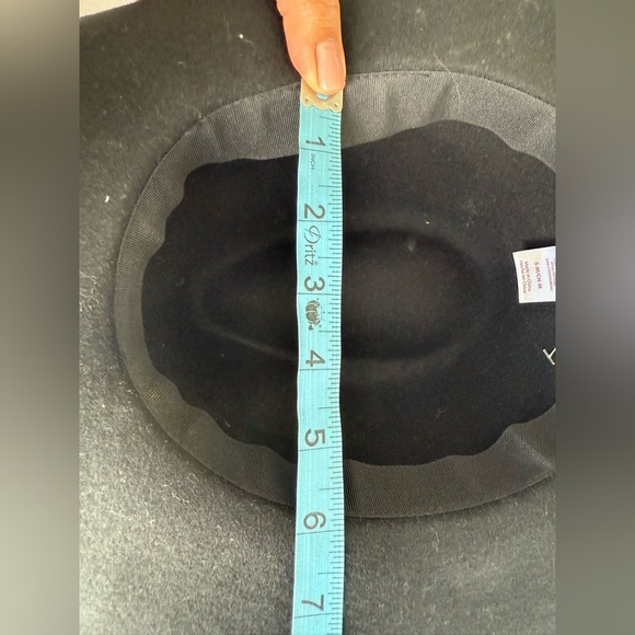 Black Wide Brim women’s Fedora Hat 100% Wool Size small /Medium 90s, boho - Picture 5 of 7